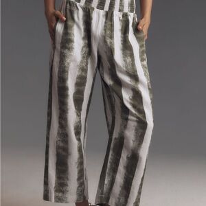 Pilcro Green and White Striped Cropped Pants